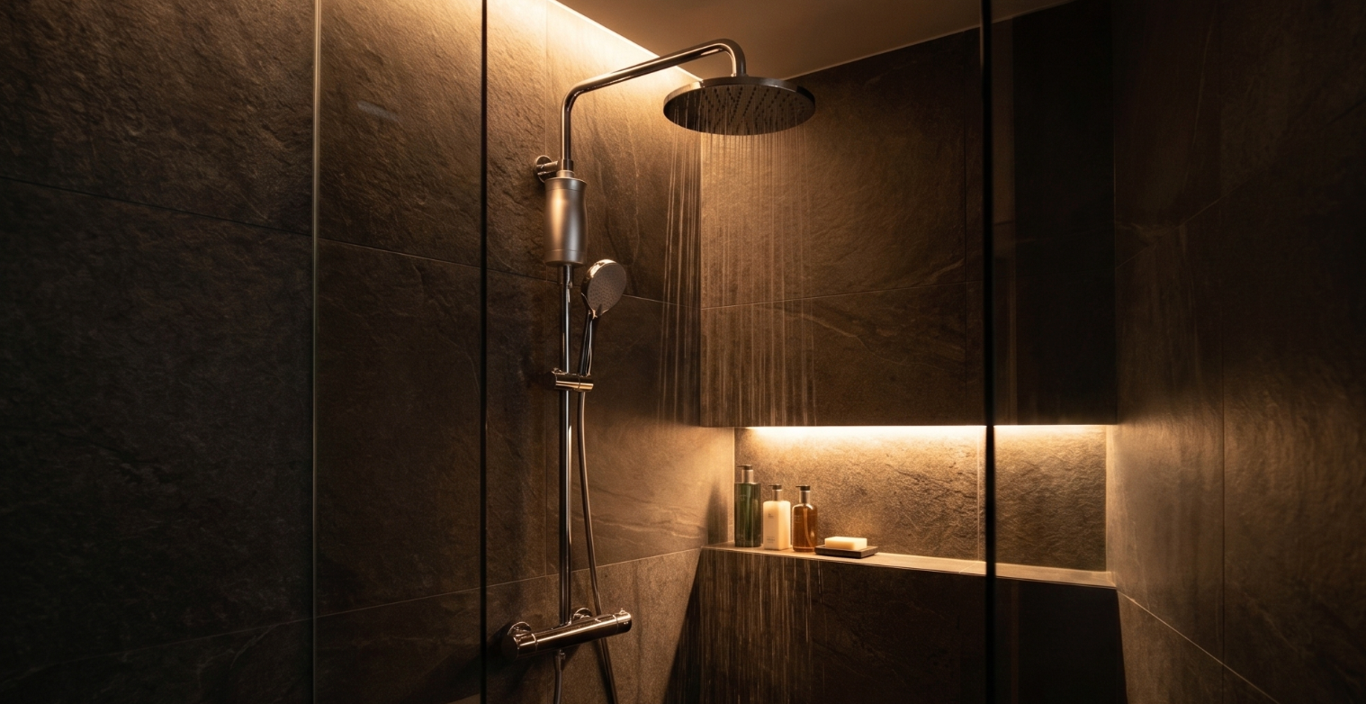 Luxury Shower with Vellise vitamin C shower filter - softer skin and healthier hair
